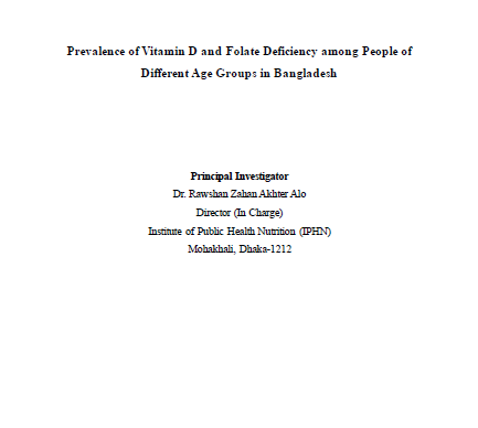 Prevalence of Vitamin D and Folate Deficiency among People of Different Age Groups in Bangladesh